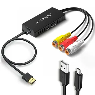 AV zu HDMI Adapter RCA zu HDMI Konverter für VHS Player, PS2, PS3, Xbox, N64, STB, VCR, DVD, kompatibel mit HDTV, Monitor, Projektor