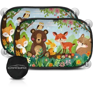 CARAMAZ Sonnenschutz Auto Baby mit UV Schutz, Reach Zertifiziert - Opti-Dark - GSM100+ inkl. Saugnapf - Verdunklung 51x31cm, 2 Stück