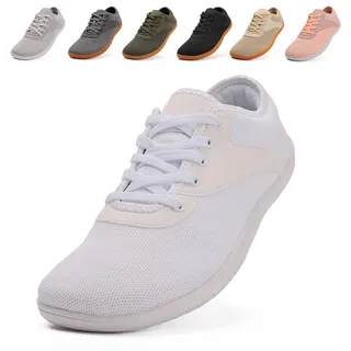 Baofular Barfußschuhe Herren Damen Breite Barfussschuhe Sommer Atmungsaktive Sneaker Bequeme Walkingschuhe Fitnessschuhe für Gym Weiß 43 EU - 43 EU