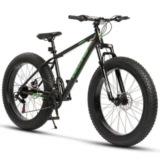 VELORS Fatbike 26 Zoll Mountainbike 4,0 Fatbike MTB für Herren Damen, Jungen 21 Gang Shimano Tourney Schaltwerk mechanische Scheibenbremse Fat Bike - Grün