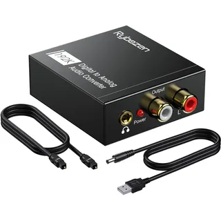 DAC Audio 192 kHz, Adapter SPDIF Klinke, optischer RCA-Konverter, digitaler Analog-Audio-Konverter, SPDIF Toslink auf Stereo-Cinch-Audio und 3,5-mm-Buchse für PS3, PS4, Xbox, HDTV, Blu-ray