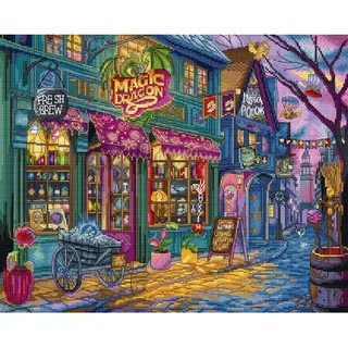 Kreuzstich Stickpackung Der Magic Dragon Shop, Zählmuster