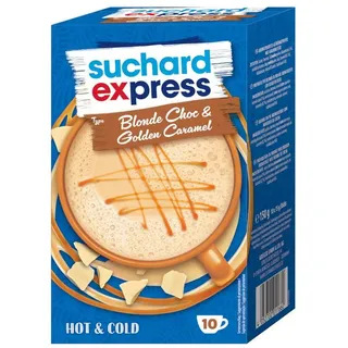 Suchard Kakao Express Blonde Choc und Golden Caramel, Pulver, 3% Kakaobutter, 10 Portionsbeutel