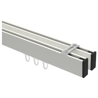 INTERDECO Gardinenstange Smartline Paxo, 2-läufig, 14x35 mm, eckig, Deckenmontage, Weiß / Schwarz schwarz|weiß 400 cm