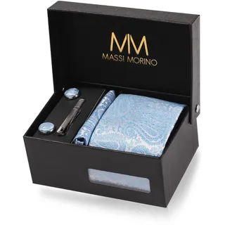 MASSI MORINO Krawattenset in Paisley Hellblau | Gr.: onesize
