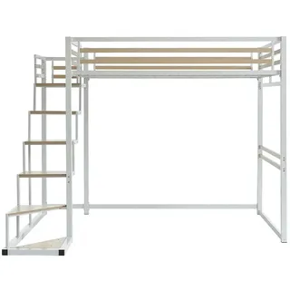 vente-unique Hochbett JOGUI 140 x 200 cm Metall & MDF weiß