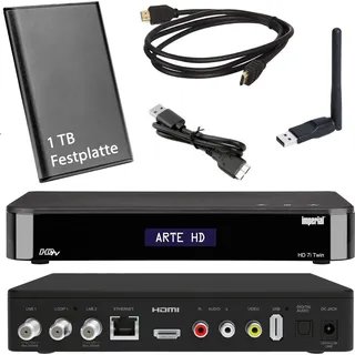 HD TWIN SAT RECEIVER - Imperial HD 7i mit 1TB Festplatte und W-Lan Stick (PVR, USB, LAN, W-Lan, HDMI) Mediacenter, Internetradio, Bluetooth 5.1, SA...