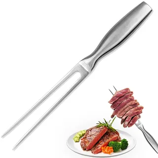 Fleischgabel Edelstahl 27CM, Grillgabel, Bratengabel, Grillgabeln, Tranchiergabel, Gerade Fleischgabel mit Griff, Klassischer Stil Grillgabel Edelstahl, für Steaks, Braten, Brathähnchen & Gemüse