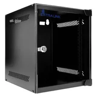 Extralink Netzwerkschrank 10 Zoll 6HE - Serverschrank 310 mm Tiefe - Stand- oder Wandmontage, Traglast 30 kg, 180° Öffnung, Schwarz – ideal für Heimnetzwerk & IT-Geräte