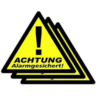 Indexa PENTATECH 40201 Warnaufkleber Achtung Alarmgesichert Sprachen Deutsch 3er Set (B x H) 85 mm x 70 mm