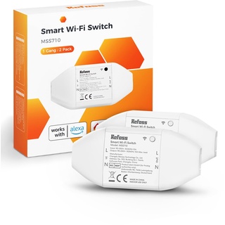 Refoss WLAN Schalter Universal Smart WiFi Switch mit Fernbedienung, Sprachsteuerung, funktioniert mit Alexa, Google Home, DIY Intelligenter Schalter, 2500W, 2 Stück,Nicht kompatibel mit Apple HomeKit