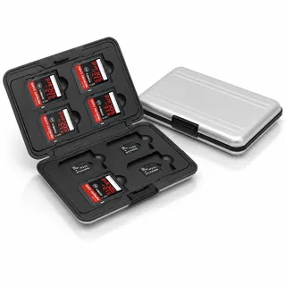 8 Slots SD Karten Aufbewahrung Speicherkarten Etui, SD/TF Karten Tragbarer Kartens Case Wasserdicht Stoßfester Aluminium Schutzhülle Aufbewahrung für 8 SDXC SDHC und 8 TF Karten