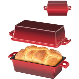 MOWETOO Gusseisen Topf, 2 IN 1 Brotbacktopf Mit Deckel, Gusseisen Topf Brot Backen, Es Kann Zum Backen Von Brot, Eintöpfen und Suppen Usw. Verwendet Werden, Brotbackform, Quadratisch