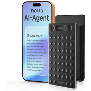 32GB AI Sprachrekorder mit Etui – 2000h Speicher, 30h Akkulaufzeit, Echtzeit-AI-Transkription, Übersetzung in 58 Sprachen & Zusammenfassungsvorlagen, Ein-Knopf-Aufnahme, Schwarz