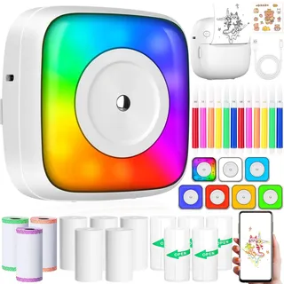 ZQEJEFD Mini Drucker, Tragbarer Mini Fotodrucker Thermodrucker Smartphone Taschendrucker, Mobiler Fotodrucker, Wireless Bluetooth Fotodruckers Kompatibel mit Android & iOS, für Notizen, Journal, Liste
