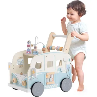 ROBOTIME Baby Lauflernwagen Holz, Lauflernhilfe zum Holz, Montessori-Aktivitätscenter, Lauflernhilfe für Babys & Kleinkinder (10 Monate - 1-2 Jahre), Multifunktional, Geschenk für Kleinekinder
