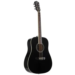 J & D D-80 BK Westerngitarre, Akustik-Gitarre für Anfänger und Einsteiger, Acoustic Guitar, Dreadnought mit schwarzer Hochglanz Fichtendecke