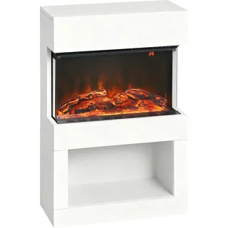 HOMCOM Elektrokamin mit Heizung, elektrischer Kaminmit LED Flammeneffekt, 6 Flammenfarben 1000/2000 W Dekokamin mit Timer, Einstellbarer Thermostat,  Kaminofen mit Fernbedienung, Weiß   Aosom