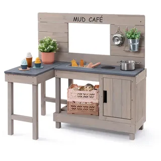 Muddy Buddy Matschküche Coffee Corner warmgrau 100 x 60 x 95 cm
