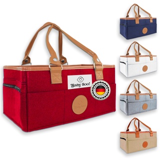 Baby Boo!® Wickel-Organizer, Stilvolle Wickeltasche mit abnehmbaren Henkel und vielen Fächern, Faltbare Wickel Caddy für Kinderwagen, Praktischer Baby Organizer in 5 Farben (Rot)