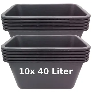 BURI Mörtelkübel Set Pflanzwanne Mörtelkasten Pflanzkübel Zementkübel Maurerkasten, (10-tlg) schwarz