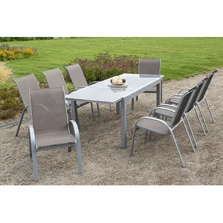 Merxx Amalfi Set 9-tlg. Tisch 240 x 90 cm taupe