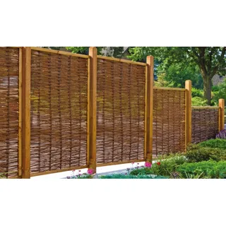 Weidenzaun Premium 180 x 180 cm – Sichtschutz aus Weide, braun – Flechtzaun – Weidenruten Sichtschutz für Garten & Terrasse