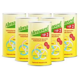 Almased Typ 2 Pulver zur Senkung des Blutzuckerspiegels und HbA1c-Wertes– 6x500g – 60 Portionen - ohne künstliche Zusätze– vegetarisch und glutenfrei