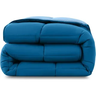 Wometo Steppbett Bettdecke Wende-Design ca. 135x200 cm – dunkelblau & blau – buntes Ganzjahres Steppbett (Sommer und Winter) I farbig und ohne extra Bezug