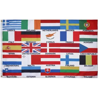 AZ FLAG - Flagge Europa 25 Länder - 150x90 cm - Europäischen Ländern Fahne 100% Polyester mit Messing-Ösen - 110g