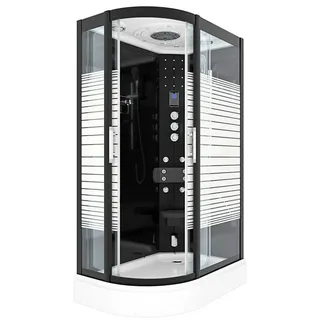 AcquaVapore Dampfdusche Dampfdusche Dusche D30-73M3L Schwarz 120x80, Sicherheitsglas ESG, Höhenverstellbar, Mit Bauanleitung, Mit Beleuchtung, Gehärtetes Glas schwarz