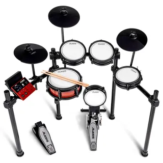 Alesis Nitro Pro E Schlagzeug mit leisen Dual Zone Mesh Pads, 500+ authentischen BFD-Sounds, Bluetooth, Drumeo, USB-MIDI, Double Kick kompatibel