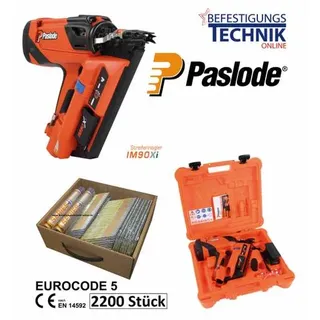Bostitch Paslode Gas Nagler IM90Xi 50-90mm + 34° Streifennägel 31x90 ring verzinkt Impulse Pack