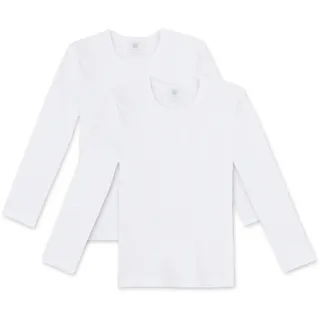 Sanetta Kinder Unterhemd 2er Pack - Longsleeve, Shirt, Cotton, unisex, einfarbig Weiß 152 (10-11 Years)