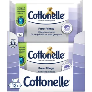 Cottonelle Feuchtes Toilettenpapier Pure Pflege ultra-sensitiv 12 x 42 Tücher