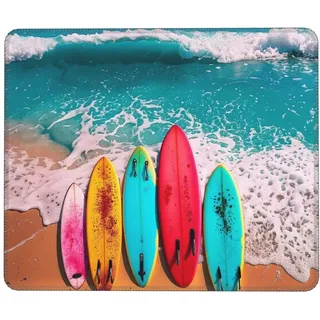 Mauspad Strand Surfbrett Klein Mousepad 180 x 220 mm - Vernähter Rand - Rutschfest - für Gaming Büro Office Homeoffice - 18 x 22 cm Mouse Pad Mat - Mausunterlage klein f alle Maus Arten, Geschenk H766