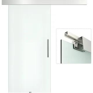 HOMCOM Schiebetür Zimmertür aus Glas mit Griffstange, einseitig satiniert 102,5x205 cm, modern & elegant für Wohnräume   Aosom.de