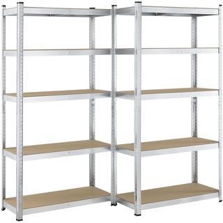 Juskys Lagerregal Basic 2er Set 180x90x40 cm - Silber