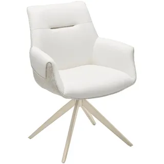 Livetastic Armlehnstuhl, Grau, Beige, Metall, Textil, Drehkreuz, 63x87x62 cm, Sitzfläche 360° drehbar, Esszimmer, Stühle, Esszimmerstühle, Armlehnenstühle