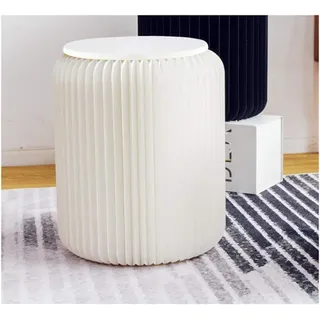 BLOSSOMLIFE Weißer faltbarer Papierhocker mit gepolsterter Sitzfläche, einfache Montage, stilvoller Stuhl für Heimdekoration, Büro, Klapphocker (42 cm)