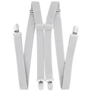 axy Hosenträger für Herren breit 2,5 cm in H-Form mit 4 Hosenträger Clips extra stark längenverstellbar (Lichtgrau) - Einheitsgröße