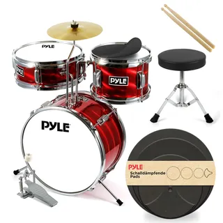 Pyle Kinder Schlagzeug Set– Drums for Kids, Kinderschlagzeug ab 3 Jahre bis 10 Jahre, Drum Set mit Snare Drum, Drum Pad für Kinder, Becken Schlagzeug &Drumsticks Geeignet, um Schlagzeug zu lernen Red