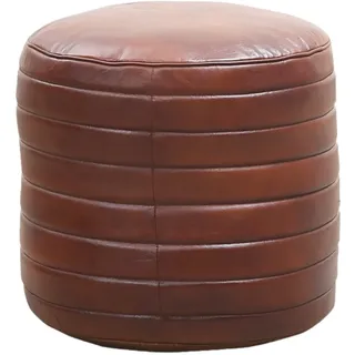 Marrakesch Orient & Mediterran Interior Vintage Pouf Sitzkissen aus Leder Janeiro rund