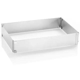 Grizzly Backrahmen rechteckig verstellbar, Edelstahl, 5 cm hoch, Backform verstellbar, eckiger Tortenring für schnelles und gleichmäßiges Backen