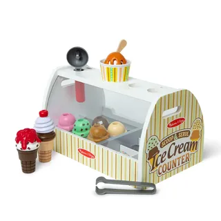 Melissa & Doug Eis Holzspielzeug ab 3 Jahre & Küchenzubehör Kinder Holz | Montessori Spielzeug ab 3 Jahre | Eisdiele für Rollenspiele mit Einkaufsladen | Kinderküche Kaufläden & Zubehör