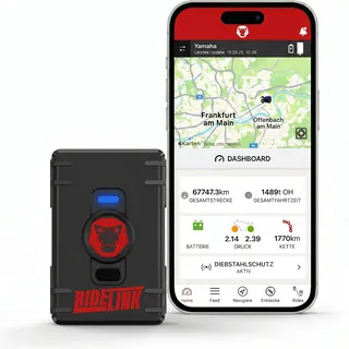 GPS Tracker Motorrad RideLink Wingman Easy | Kabellos mit 150-Tage-Akku | + Live Tracking und Diebstahlschutz + Motorrad Navi, Routenplaner und Community + 4G SIM + IP68 Wasserdicht + Made in Japan