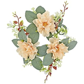 Sharplace Kerzenring Blumen, Säule Kerzenringe Kränze, Künstliche Rose Kerzenkranz, Blumenkerzenringe Kränze, Kleine Boho Kranz für Frühling Hochzeit Home Party Tabletop Dekoration, Sekt