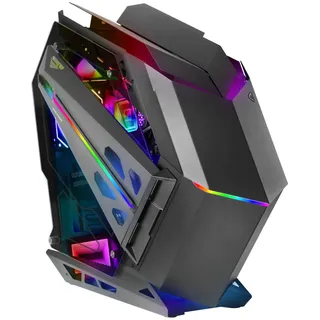 Mars Gaming MC-TITAN, XXL ATX Gaming Case, Doppelte LED-Leiste und ARGB-Frontbeleuchtung, Beleuchtungshub + Fernbedienung, Kompatibel mit ARGB-Mainboards, Unterstützung für Flüssigkeitskühlung,Schwarz