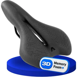 ALPENSATTEL® Ergonomischer Fahrradsattel Sport+ [3D Memory Foam] - Fahrrad Sattel für Damen & Herren - Atmungsaktives Material für ideale Druckverteilung - Universelle Sattelhaltung für jedes Rad
