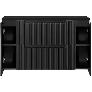 Lomadox Badezimmer Waschtischunterschrank Set 120 cm schwarz 40 cm tief Waschbeckenschrank Badschrank 2 Türen 2 Auszüge B/H/T ca. 120,4/59,5/40 cm